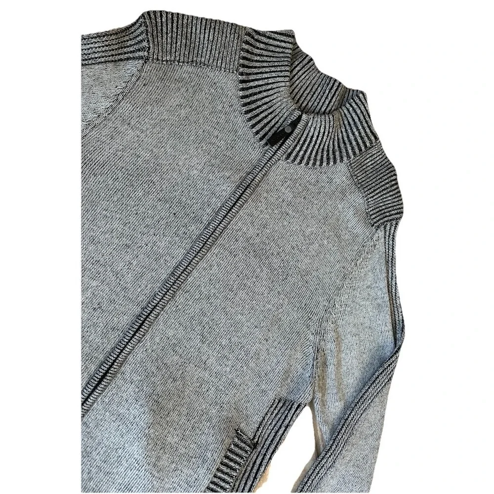 NWT Ethanol‎ Zip Up Ribbed Stretchy Sweater Men's Black & Gray Size XL